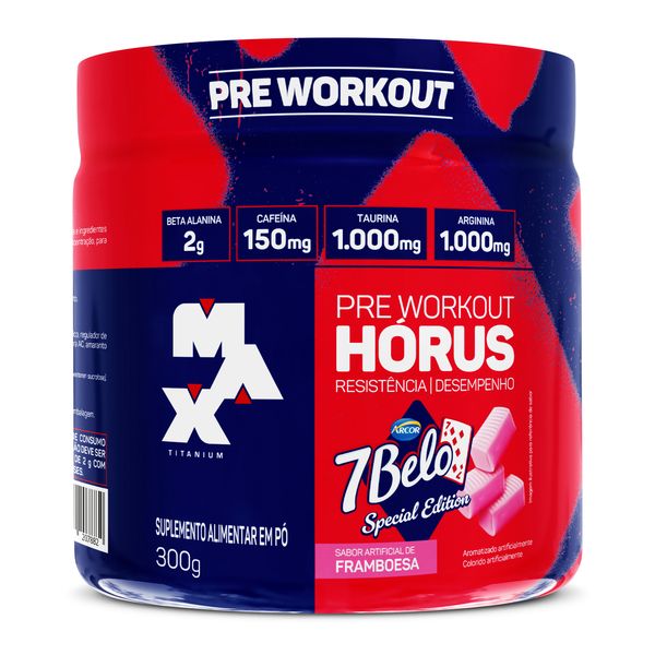Pré-Treino Hórus 7Belo Max Titanium 300g | Sabor Framboesa