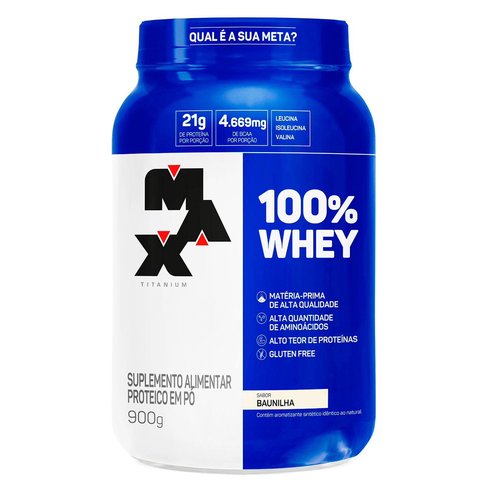 100% Whey Max Titanium 900g | Whey Protein Concentrado – Até 21g de Proteína